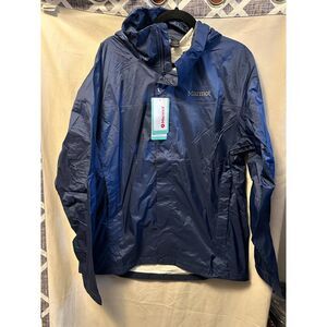 NWT Marmot Mens Pre Clip Rain Jacket Hood Arctic Navy Size Large